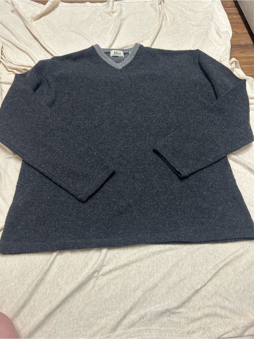 REI 100% Virgin Wool Sweater V-neck Pullover Knit Upcycled